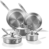 Titanium cookware set,8pc Nonstick pro frying pans for cooking | Uncoated Hammered Pure Titanium, PFOA/PFAS/PTFE Free skillets, Induction &amp; Oven-Safe Fajita Pan, Compatible with All Cooktops