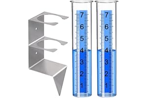 TIMENUED Rain Gauge,Rain Gauges Outdoors Best Rated with Stainless Steel Mounting Rack Holder,Freeze Proof Plastic Replacement Tube,Large Numbers,Rain Measure Gauge for Yard Garden Fence Lawn Patio Farm (7")