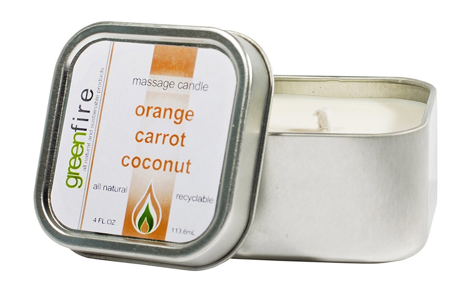 Amazon Com Greenfire All Natural Massage Oil Candle Orange Carrot Coconut 4 Fluid Ounce Aromatherapy Candles Beauty