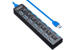 USB Hub 3.0, VIENON 7-Port USB 3.0 Data Hub with Independent On/Off Switch and LED Indicators for Laptop, PC, Computer, Mobile HDD, Flash Drive and More-2FT