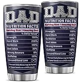 JENOIS Funny Dad Nutrition Facts Tumbler 20oz, Stainless Steel Vacuum Cup with Hilarious Graphic for Father, Birthday or Father's Day Insulated Coffee Travel Mug for Dad Grandpa Husband