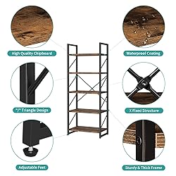 YITAHOME 5 Tiers Bookshelf, Artsy Modern