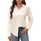 siliteelon Women's Stain Shield Dress Shirts Wrinkle Free Long Sleeve Shirts Solid Work Business Button Down Shirts