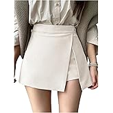 GORGLITTER Women's Asymmetrical Wrap Mini Skirts Skort Faldas Fall Casual High Waist Going Out Skort Skirt with Shorts