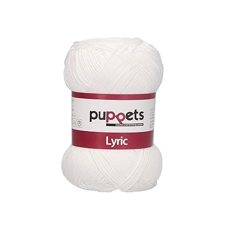 Puppets Lyric Stärke 4 4572004-05000 weiß Häkelgarn, 100 % Baumwolle