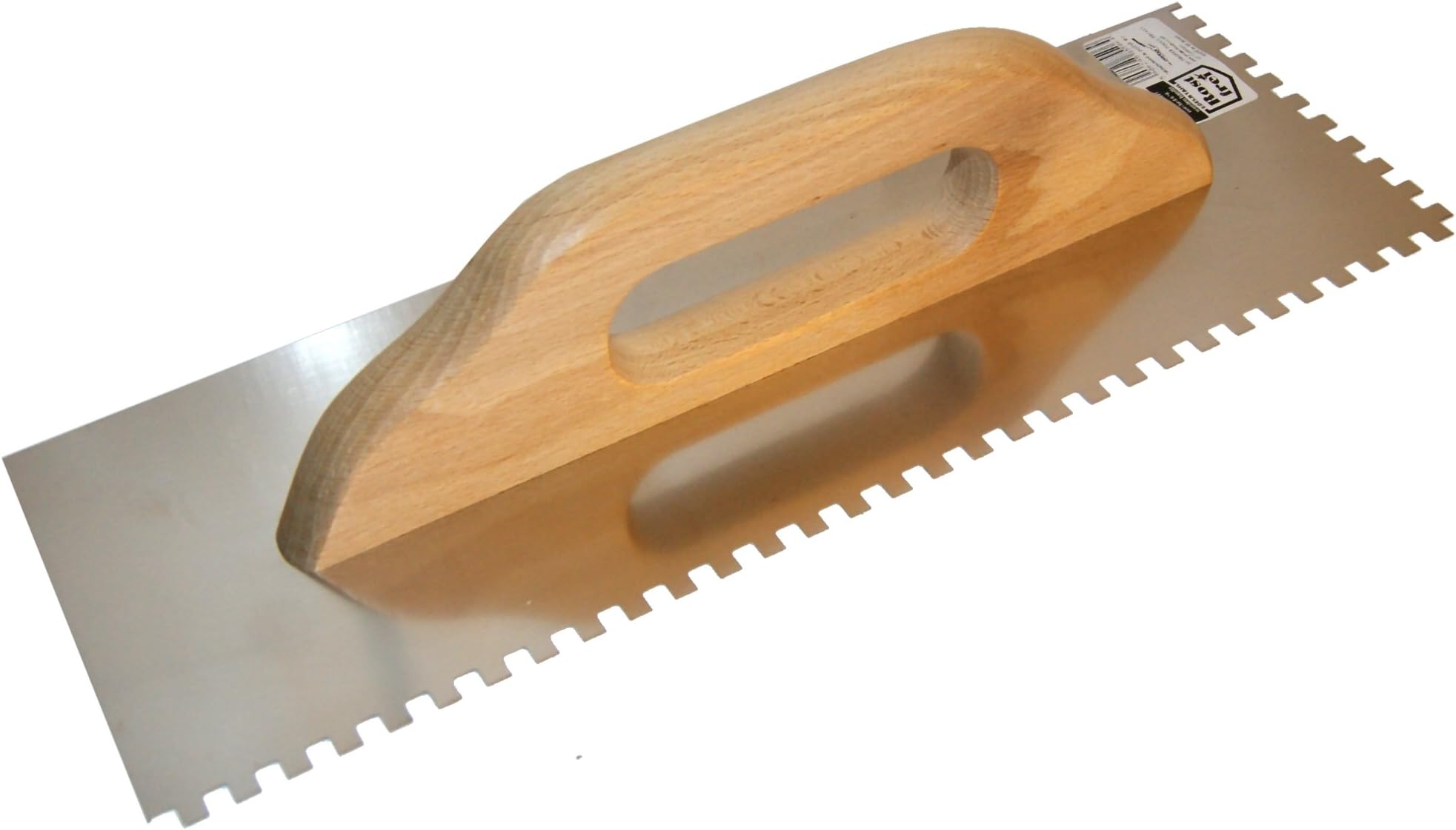 Adhesive Spreading Trowel 380mm (15"), Square Notched 6 x 6mm. Stainless Steel with Wooden handle (5506)