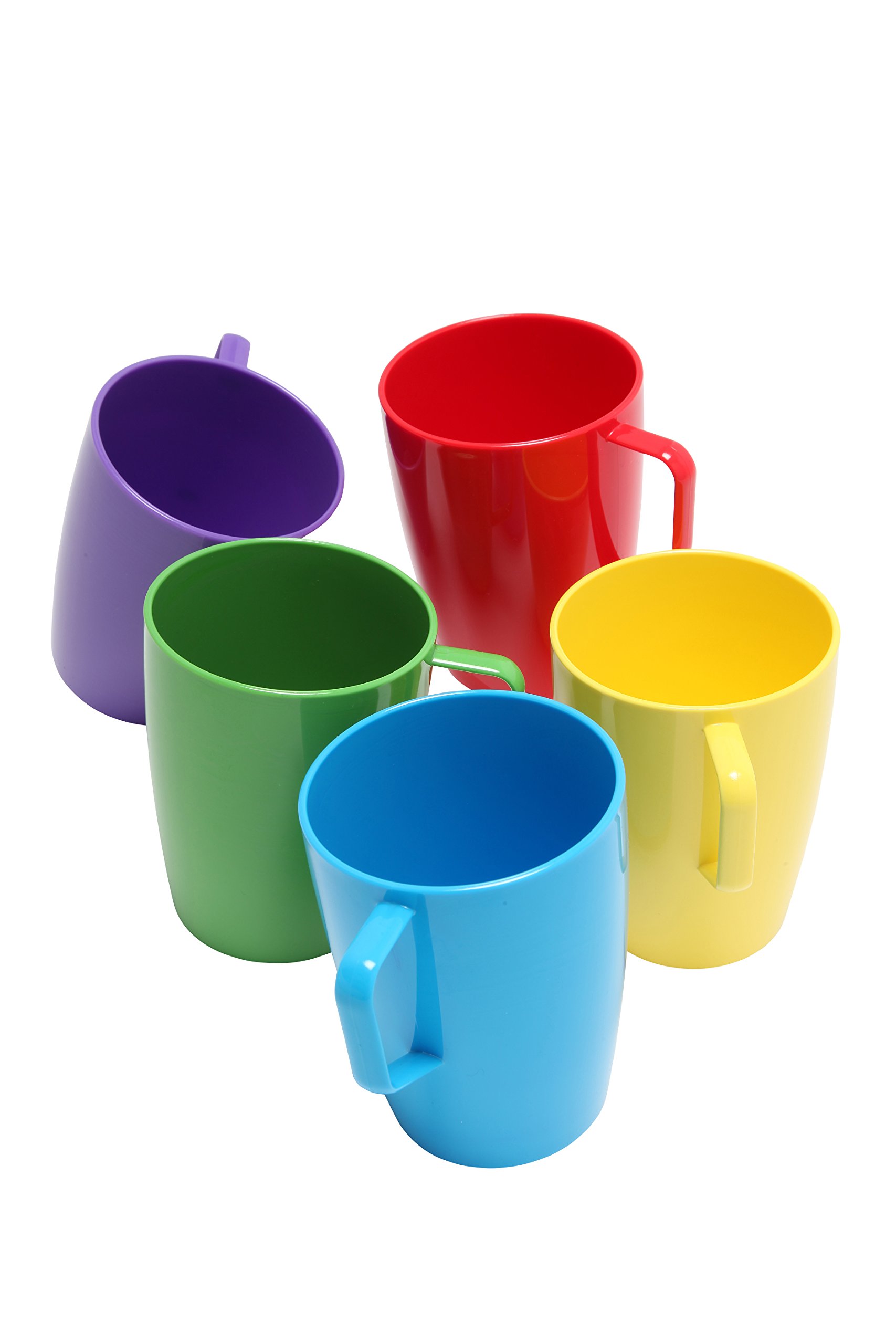 Harfield Beakers Mugs with Handle 280ml Set of 5 Multicoloured Copolyester Cup Reusable Virtually Unbreakable