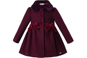 Pettigirl Girl Winter Wine Red Windbreaker Warm Fall Velvet Dress Coat Faux-Fur Collar Single Breasted CasualClothing