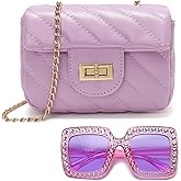 Suerico Kids Purse for Little Girls,Toddler Shoulder Bag Crossbody Bag Princess Handbag, Girls Purse with Sunglasses