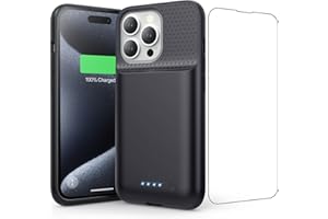 QTSHINE 15W Fast Charging Battery Case for iPhone 15 Pro(6.1 inch),7500mAh Slim Portable Charging Case with 360°Protection,Rechargeable Extended Phone Charger Cover for iPhone 15 Pro Battery Case-Black