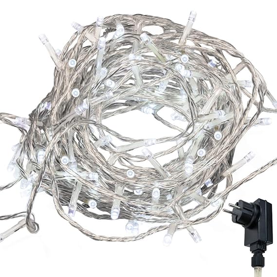 Lichterkette WISD 1000 LED 103M Weiß Innen und Außen LED Beleuchtung mit EU Stecker auf Transparent Kabel für Weihnachten Garten Festival Party Hochzeit Dekoration Weihnachtsbaum Deko