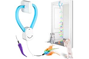 PANRIO Interactive Cat Toys for Indoor Cats,Enrichment Stimulation Toys, Electric Hanging Door Clip Ribbon Kitty Toy,Automatic Play Chase Exercise Feather Toys for Bored Indoor Adult & Kitten Cats