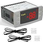 LONGSURE Replace Dixell XR06CX-4N1F1 Temperature Controller for 120V50-60hz | Ideal For Commercial Refrigerators&amp;Freezer, Digital Thermostat with Sensor Probe &amp; Mounting Hardware