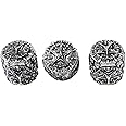 Guyker 3Pcs Guitar Bass Knobs 6mm Dia. Shaft Pots - Zinc Alloy Cavel Five Pointed Star Surface Skull Retro Tone Volume Control Potentiometer Knob for Electric Guitar Bass (CKB008, Antique Silver)