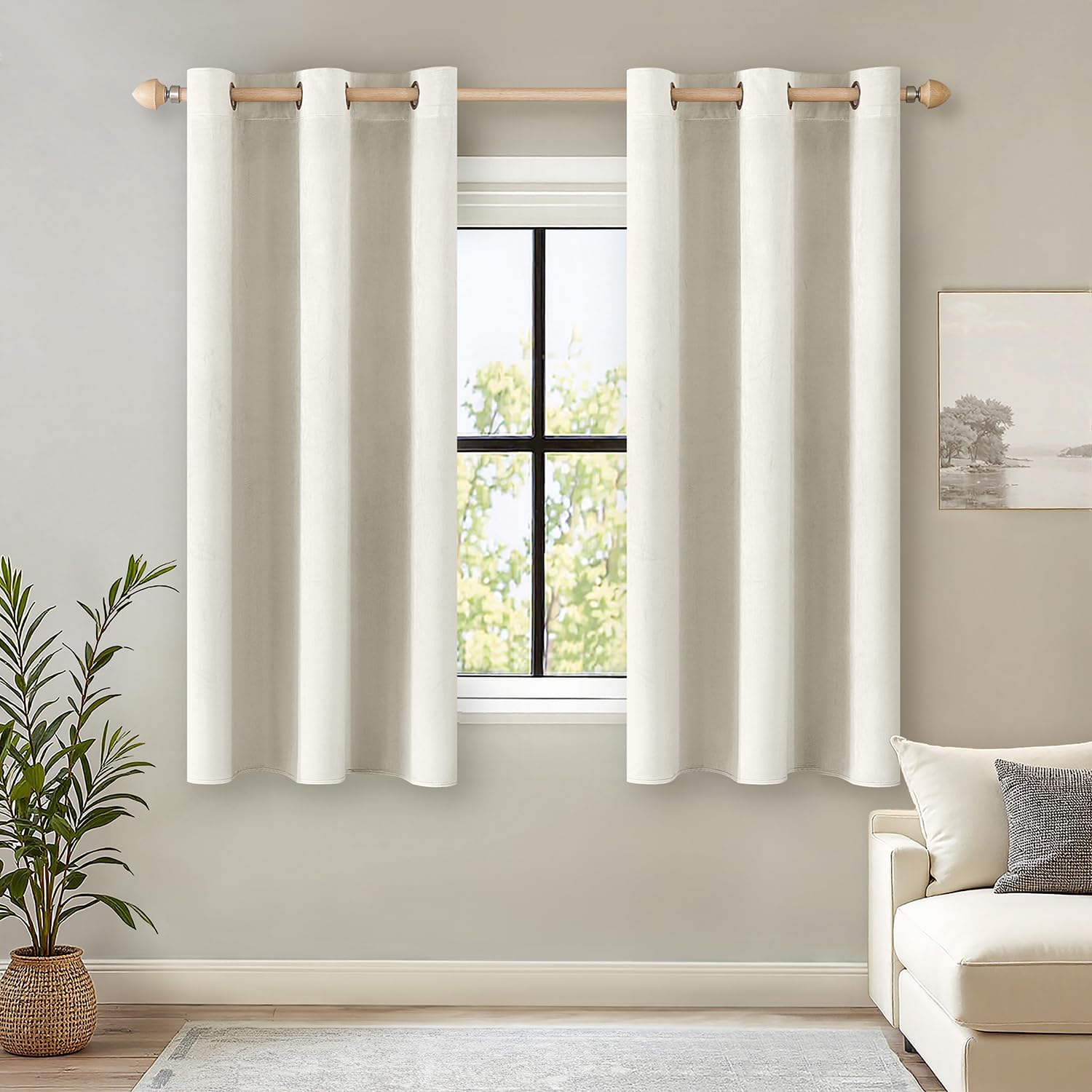 Photo 1 of ANRODUO Ivory White Velvet Curtains 63 Inches Long Blackout Thermal Insulated Soundproof Curtain Privacy Room Darkening Curtains Grommet Window Drapes for Bedroom Living Room 42 x 63 Inch Set of 2