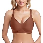 Jelly Wireless Bras for Women Push Up Deep V Seamless Comfort Plunge No Underwire Bra with Adjustable Straps Everyday Bras