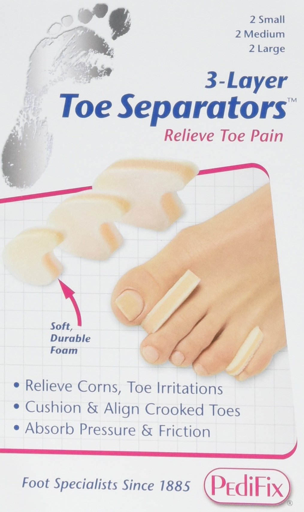PediFix 3Layer Toe Separators Medium 6/Pack Health