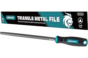 LIBRATON 8-Inch Triangle Metal File, Metal File Tool, High Carbon Steel File with Ergonomic Handle, Hand File for Metal, Metalworking, Wood, Plastic, Triangle File for Refining, Shaping and Scraping
