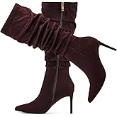 Elisabet Tang Women's Mid Calf Boots Pointed Toe Tall Boots 3 In Stiletto High Heel Sexy Long Boots Side Zipper Fashion Dress Shoes