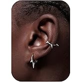 BodyBonita Spike 16G Septum Rings - 316L Stainless Steel Nose Rings Hoops for Women Men Helix Piercing Jewelry Tragus Daith Conch Cartilage Hoop Earring 14K Gold Plated/Silver 8 mm/10 mm