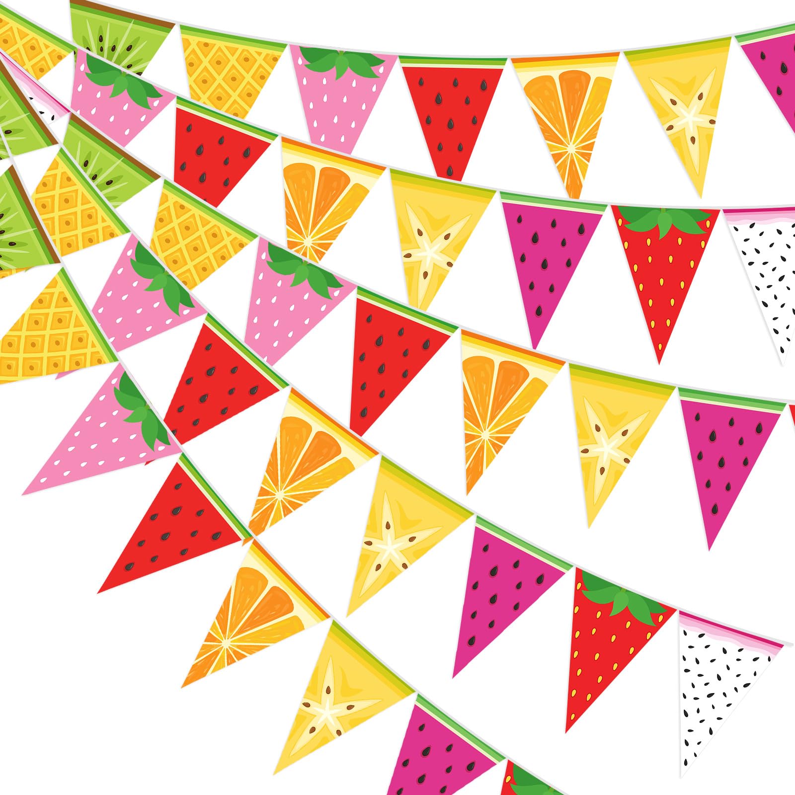 Photo 1 of Gersoniel 5 Pieces Fruit Party Decorations Tropical Fruit Pennant Banner Bunting Pre-Strung Paper Triangle Flags Twotti Frutti Themed First Birthday Decor for Baby Shower Wedding Party Favors Supplies