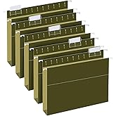 Extra Capacity Hanging File Folders, RAZCC 30 Pack Letter Size Reinforced Hanging Folders with Heavy Duty 1 Inch Expansion for Bulky Files, Filing Cabinet, Adjustable Tabs, Green