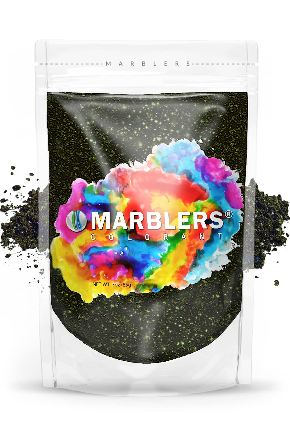 MARBLERS Black Mica Powder [Green Black Pearl] 3oz (85g) | Cosmetic Grade | Epoxy Resin Pigment | Dye | Non-Toxic, Vegan, Cruelty-Free | Lip Gloss, Nails, Body Butter | Bath Bomb, Candle & Soap Making