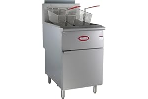 Kratos Commercial Gas Floor Fryer, Large 70/100 lb. Deep Fryer for Restaurants, 5 Heating Tubes, 150,000 BTU, 2 Fryer Baskets, Natural Gas (29Y-012-NAT)