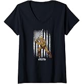 Womens Masters of The Universe - He-Man Distressed Flag V-Neck T-Shirt