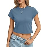 EasyGala Womens Cotton T Shirts Basic Baby Tee Crop Tops Crewneck Slim Fit Short Sleeves Tee Summer Cute Clothes 2026