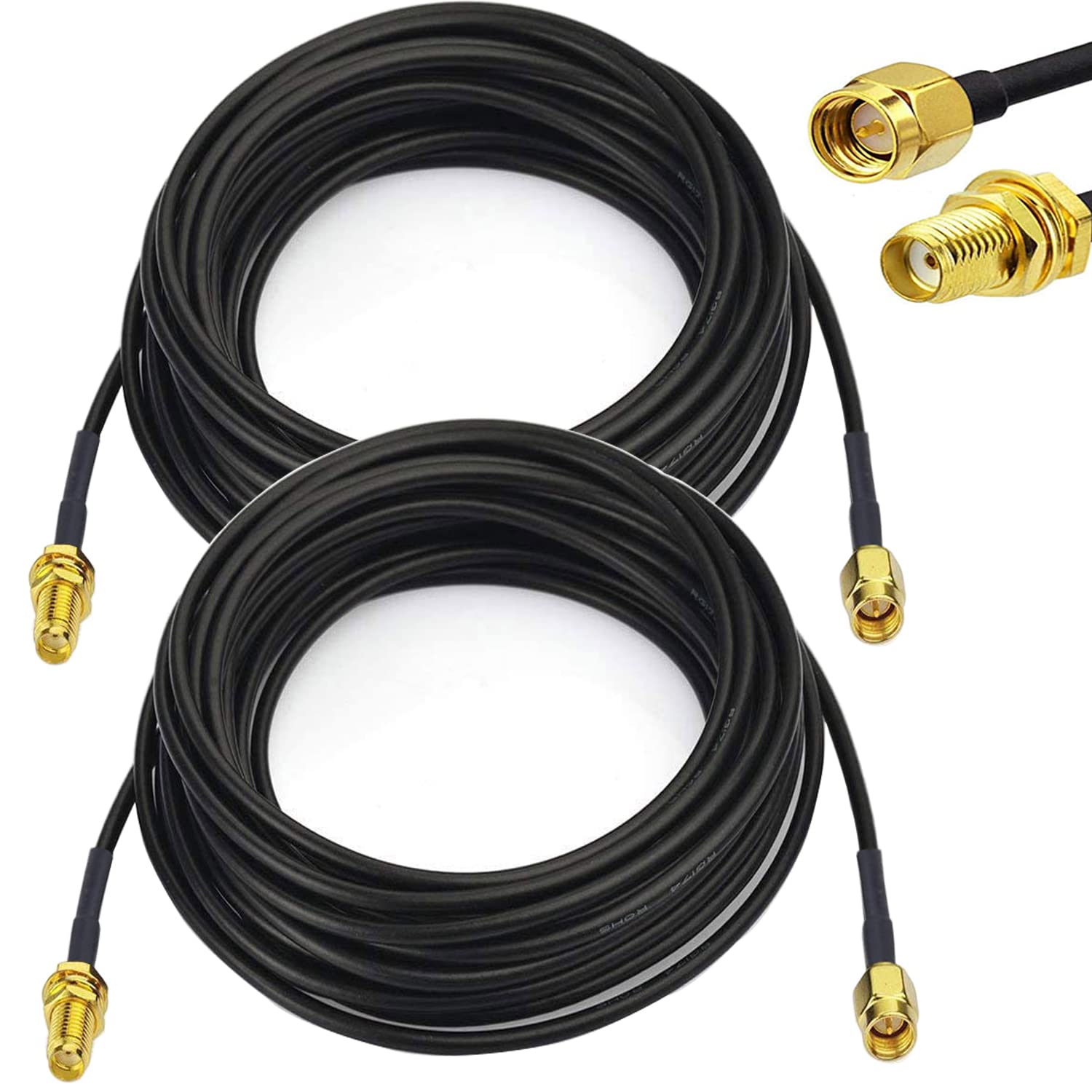 RUNCCI-YUN SMA Cable 3m X 2, WiFi Antenna Extension Cable, RG174 Coaxial Cable Male to Female, for 2G 3G LTE WiFi FPV Antenna