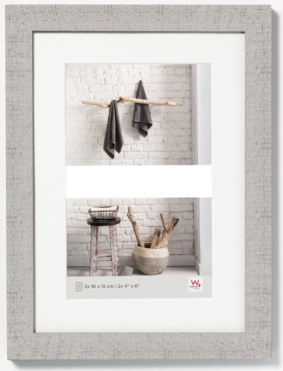 Walther design Photo Frame, Light Grey, 2x 4x6 Inch