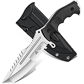 Freelander Outdoor Fixed Blade Knife with Kydex Sheath, Bushcraft Knife Full Tang D2 Steel with Ergonomic Handle, Camping Survival Knives for Men