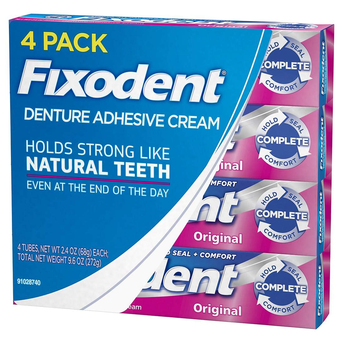 Fixodent Original Denture Adhesive Cream-2.4 oz, 4 pk: Health & Personal Care