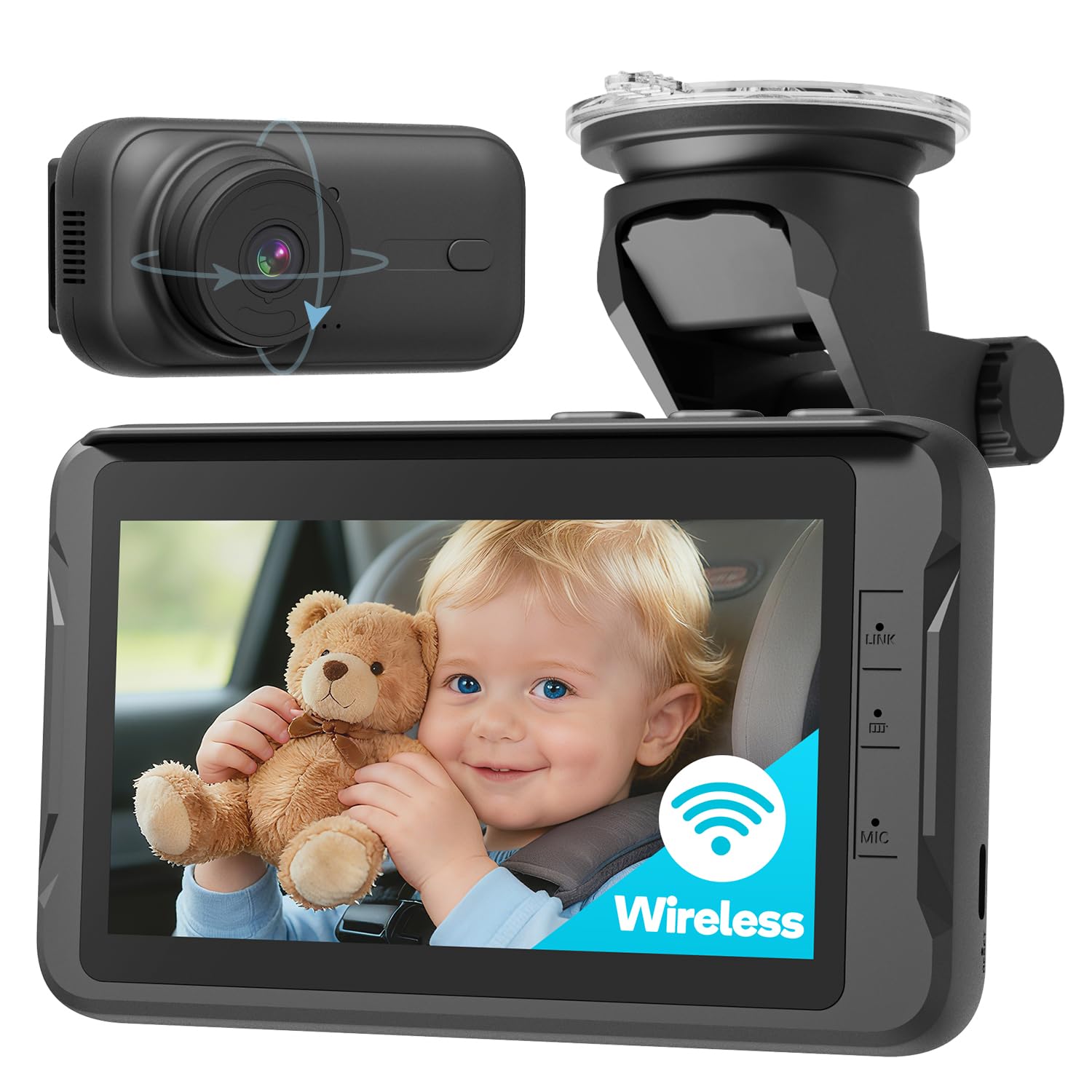 Photo 1 of Totsafe Wireless Baby Car Camera, Car Baby Monitor No Wi-Fi Needed, Auto Night Vision IR-Cut Adjustable Lens, Long Battery for Rear-Facing Seat Long Trips, Newborn Travel Essentials