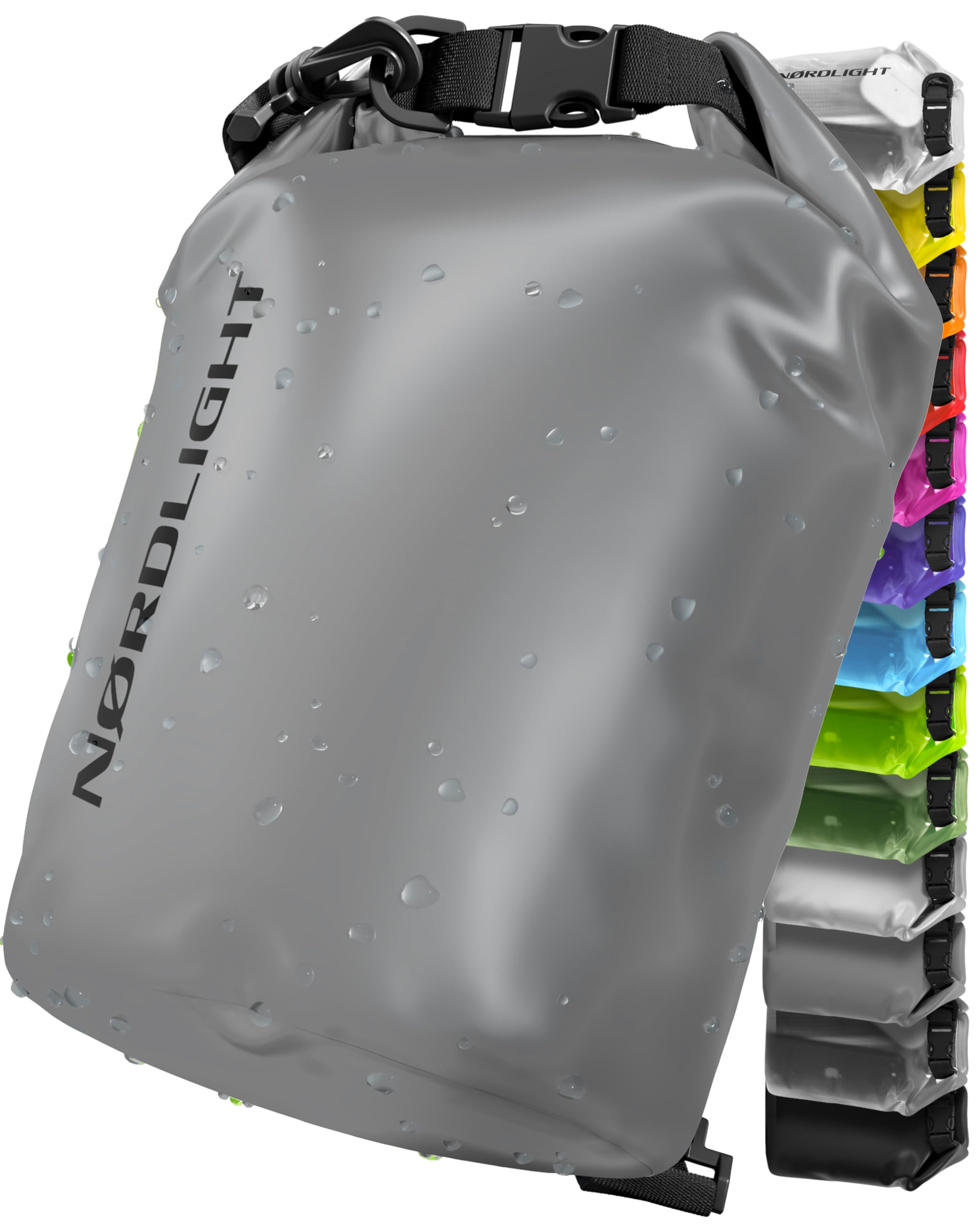 Nordlight Dry Bag and Waterproof Bag - (15L, Anthracite) Waterproof Packing Bag with Roll Top Closure and Shoulder Strap | Swimming, Beach, Canoeing, Stand Up Paddling, Diving