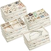 Kenning 16 Pcs Stackable Jewelry Organizer Trays for Drawers, Velvet Jewelry Drawer Inserts Trays Earring Organizer, 8. 3x5x1 Inch Dresser Ring Easter Earring Storage Display for Women Teacher Gifts