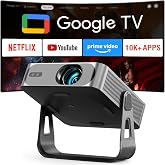 Official Google TV- 4K Outdoor Smart Mini Projector with WiFi and Bluetooth | VOPLLS Smart 30W Dolby Audio Mini Movie Projector, Voice Control, AI Auto Focu, HDR 10+, 4K Decoding Home Theater &amp; Camping