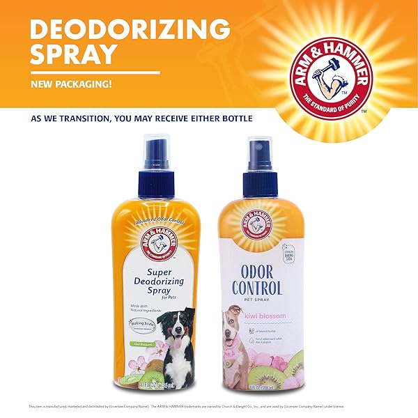 ARM & HAMMER FOR PETS SUPER DEODORIZING DOG SPRAY WITH BAKING SODA FOR ODOR CONTROL, FRESHENS COAT BETWEEN BATHS, PH BALANCED FORMULA FOR DOGS, 8 FL OZ