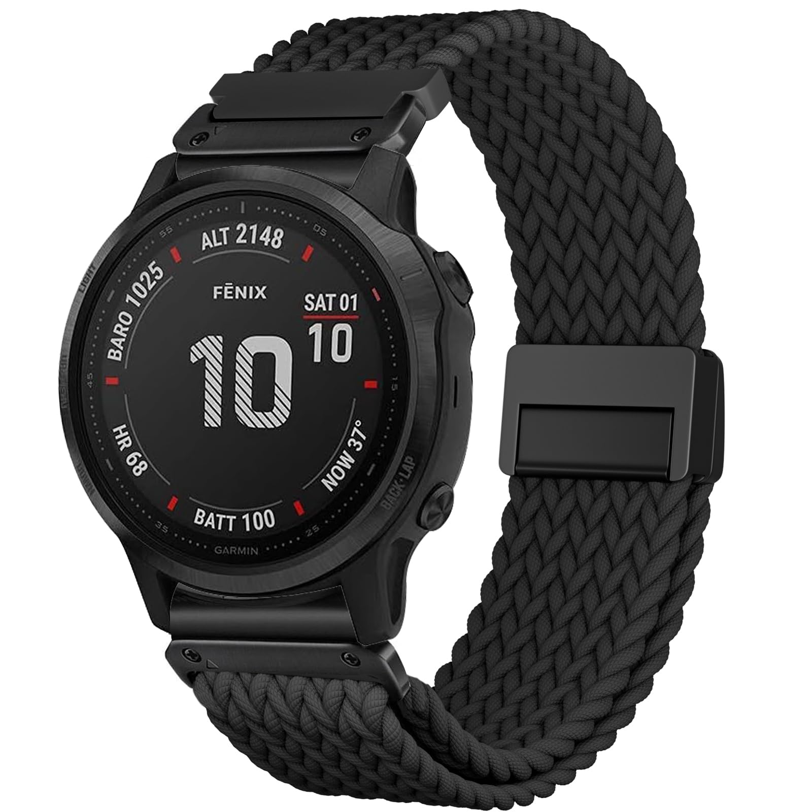 CUNUJIX Quick Fit Braided Watch Bands Compatible with 20mm Garmin Fenix 8 43mm/ Fenix 7S/ Fenix 6S/ Fenix 5S /epix Pro 42mm, Magnetic Stretchy Nylon Elastic Fabric Strap for Garmin Approach S70 42mm