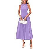 PRETTYGARDEN Spring Casual Dresses for Women 2026 Summer Business Work Midi Sleeveless A Line Pleated Cocktail Dress