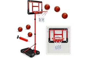 GMAOPHY Kids Basketball Hoop with Stand, Adjustable Basketball Set, Toddler Basketball Toys for Boys Age 3 4 5 6 7 8, Indoor Outdoor Backyard Sport Game Gifts