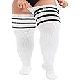 Zando Plus Size Thigh High Socks Extra Long Leg Warmers Over Knee Thick Socks Chunky Knit Thigh High Stockings for Women