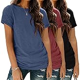 Zeagoo Womens 3 Pack Tshirts for Women Short Sleeve Shirt Crewneck Basic Tee Summer Tops Lightweight Plain Workout Clothes