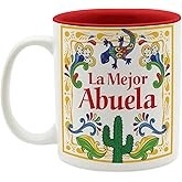 E.H.G. | Premium Abuela Gifts - La Mejor Abuela Mug, 12 Oz Durable Ceramic, Red Glaze Finish, 3 x 3.75 x 5 Inches - Unique Re