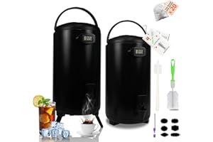 XVEZUA Insulated Beverage Dispenser 2.2 Gallon - Thermal Hot Drink Dispenser for Parties, Hot Beverage Container with Stand for Water Coffee Tea Cocoa, Black, 2 Pack, Non-Electric,New