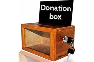 GENERIC HDIAZ Donation Boxes for Fundraising with Lock and Key- Suggestion Box with Slot and Lock - Tip Jar, Prayer, Raffle, Voting Box & Tip Boxes for Money -7 x 4.7 x 4.3 in- PaulowniaWood