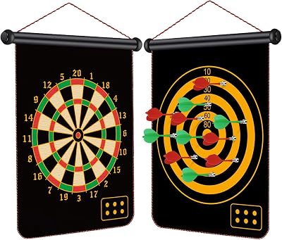 Mistep Magnetic Dart Board 15 Inch Two Sided Darts Set with 12 Darts