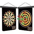 Magnetic Dartboard for Kids, Two Side Board Game Set with 12pcs Darts, Hanging Roller Up Safe Dartboard for Indoor Outdoor Family Game for Boy Toys Kids Gift