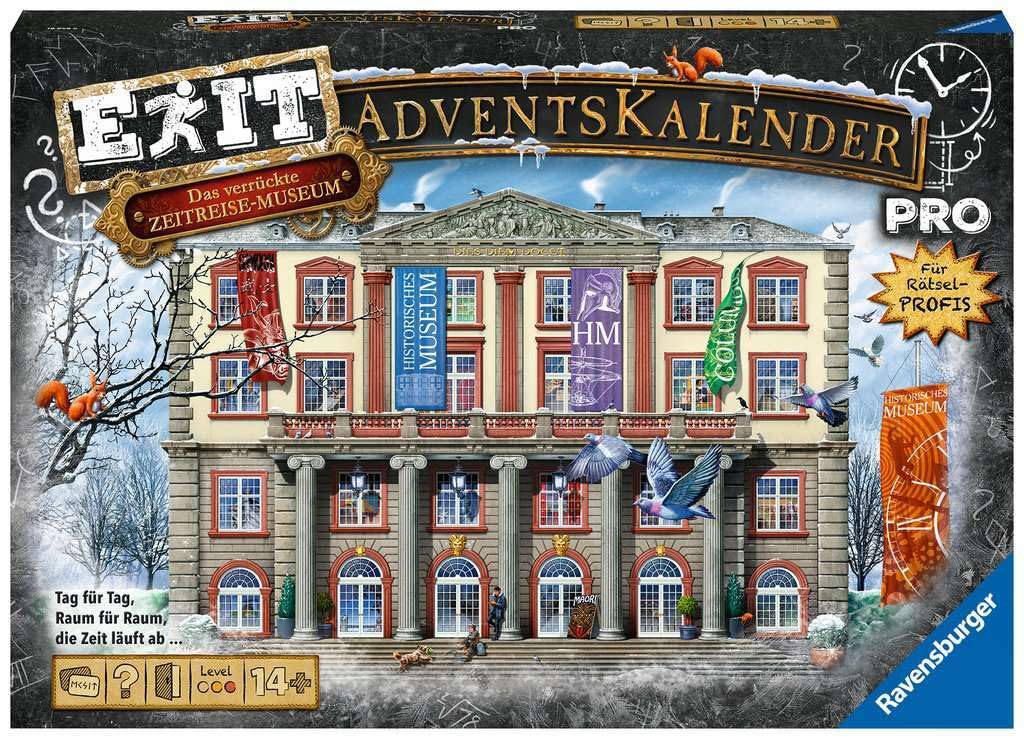 Ravensburger 18958 - EXIT Advent Calendar Pro - The Crazy Time Travel Museum - 24 Puzzles for EXIT Enthusiasts from 14 Years